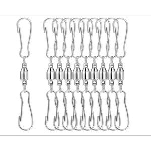 10 Pk Swivel Hooks Clips Smooth Spinning Dual Clip Hanging Windsock Wind Spinner